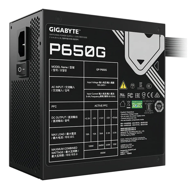 Fuente De Poder Para Pc Gigabyte Gp-p650g 650w 80p Gold Negro