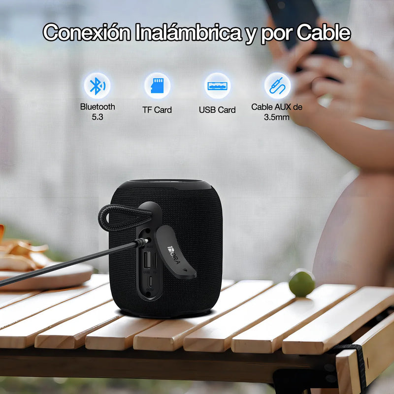 Parlante Bluetooth Portátil 1Hora Inalámbrica Portátil Altavoces Soporte Aux Micro Sd Tf Tarjeta Altavoz para Fiesta Negro