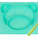 Plato Silicona Libre Bpa Antideslizante + Cuchara Silicona Color Oso Verde