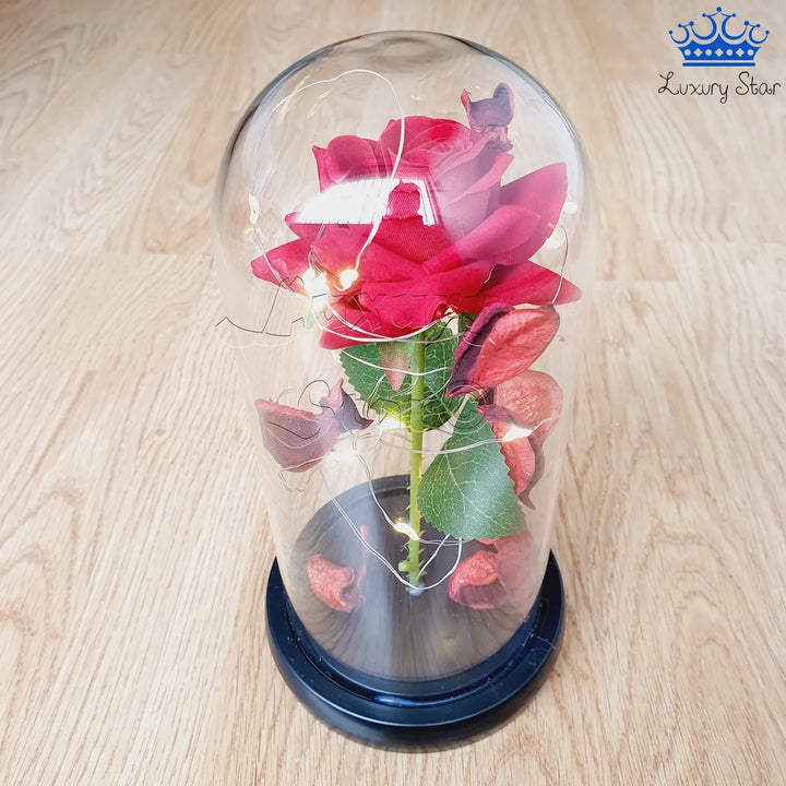 Rosa Eterna Roja Luz Led Alumbra Regalo Detalles Mujer Rojo