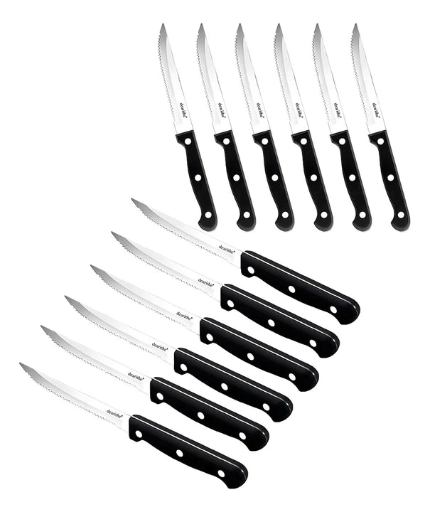 Dearithe Juego De 12 Cuchillos Serrados Para Carne Con Tripl