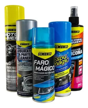 Combo Limpieza Motos Simoniz Espuma Lubricante Desinfectante