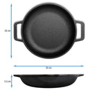 Sartén Doble Asa De Hierro Fundido Curado Victoria® 25 Cm Color Negro
