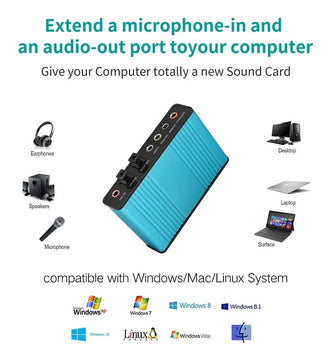 Tarjeta De Sonido Externa Usb 2,0 Canal 5.1/7.1 Audio Optico
