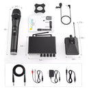 Sistema de micrófono UHF con doble cable Fifine K036, color negro