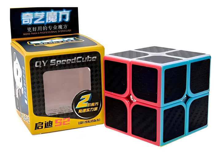 Cubo Rubik 2x2 Qiyi Fibra De Carbono Speed Cube + Base Regalo