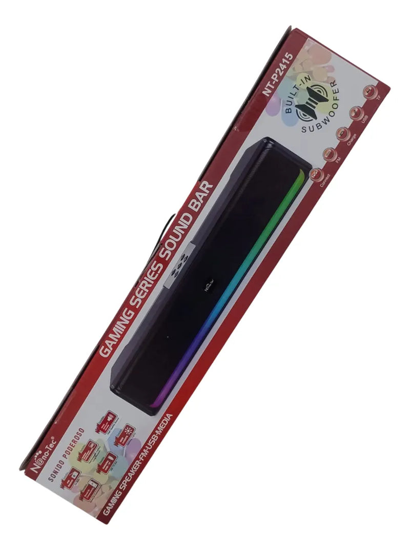 Barra Sonido Rgb Bluetooth Recargable Radio Fm Puerto Usb Tf