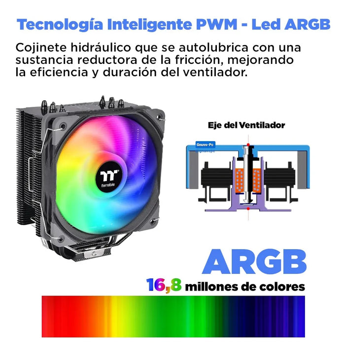 Disipador Aire Pc Fan Cooler Cpu Lga 1700 Am5 1200 Am4 Argb