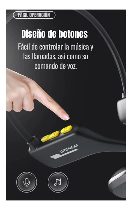 Audifonos Conduccion Osea Bluetooth Microfono Natacion Ipx8 Negro