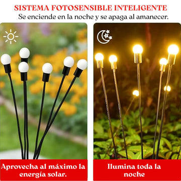 Luces Navidenas Solares Exterior Luces Luciérnagas Led 2pz Amarillo