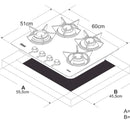 Estufa Continental Empotrar 4 Puestos Vidrio Templado 60×51 cm Gas Natural Modelo 5883