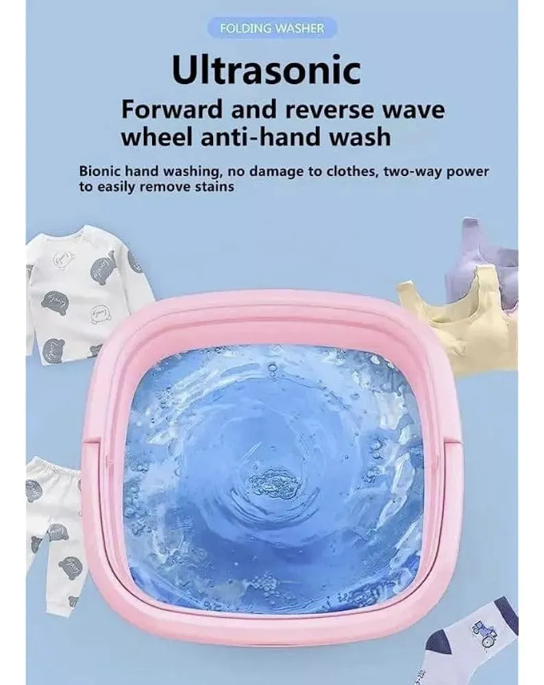 Mini Lavadora Portátil Multifuncional Eléctrica Viajera Rosa