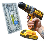 Taladro Atornillador Percutor Inalámbrico + Juego De Rache Amarillo