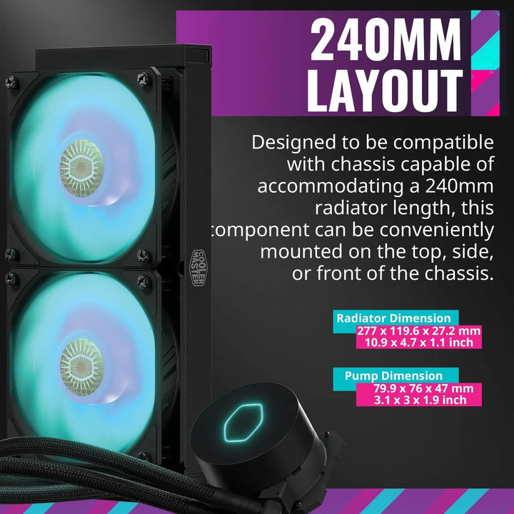 Cooler Master Masterliquid Ml240l Rgb V2 Enfriador Aio 240mm