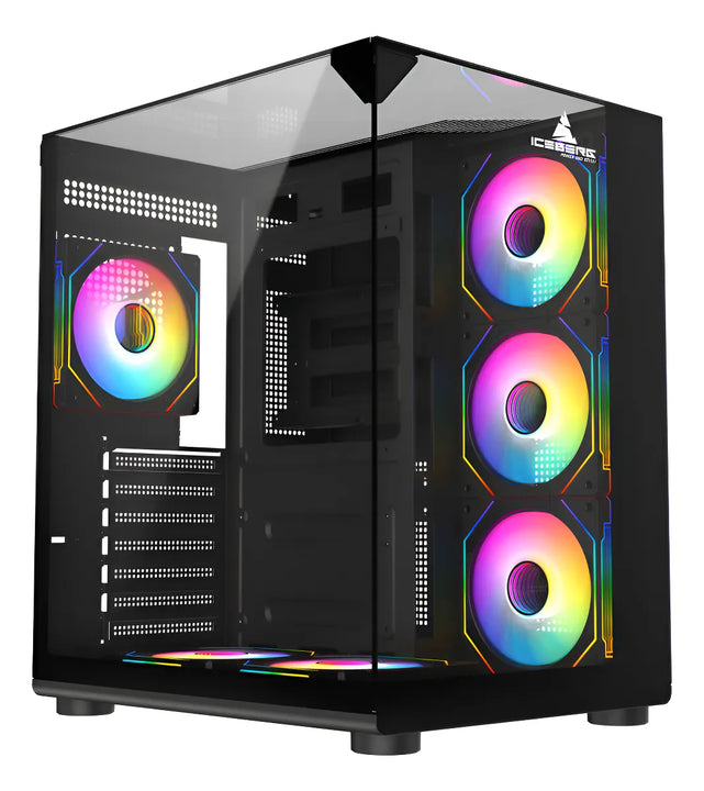 Caja Atx Cubo Gamer Iceberg Crystal Cube S Negro 6 Fans Argb