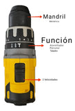 Taladro Percutor Inalámbrico 13mm 48v Brushless + Accesorios Amarillo 50/60