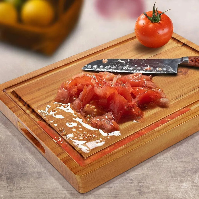 Tabla De Madera Teca Natural Para La Cocina Asados Profesion Liso Marrón