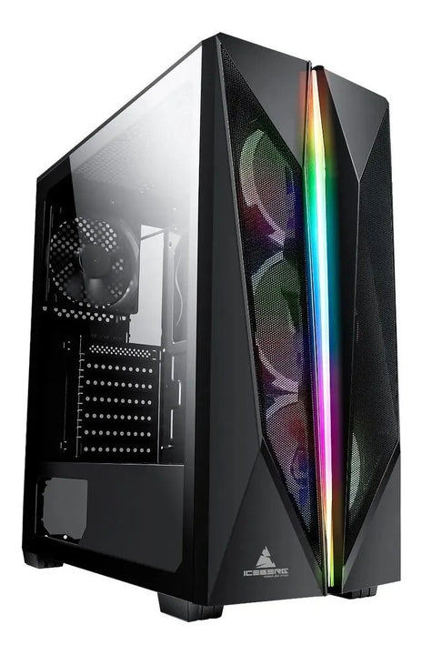 Combo Chasis Gamer Iceberg Flow X Plus 6 Ventiladores Filtro Negro