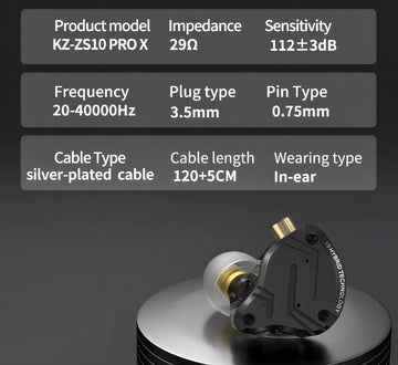 Audífonos Kz Zs10 Pro X Con Micrófono Monitores In Ear Pin C Negro