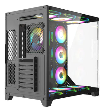 Gabinete Gamer Iceberg Wave L Vidrio Curvo 7 Ventiladores Negro