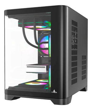 Gabinete Gamer Iceberg Crystal Wave M Negra Argb 3 Fans Negro