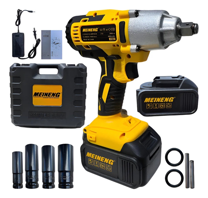 Pistola De Impacto Inalámbrica 1/2 Pulgadas. Meineng 3100rpm - Amarillo - 50hz/60hz