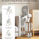Silla Alta Plegable 3 En 1 Para Bebés Y Niños Gris Claro