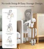 Silla Alta Plegable 3 En 1 Para Bebés Y Niños Gris Claro