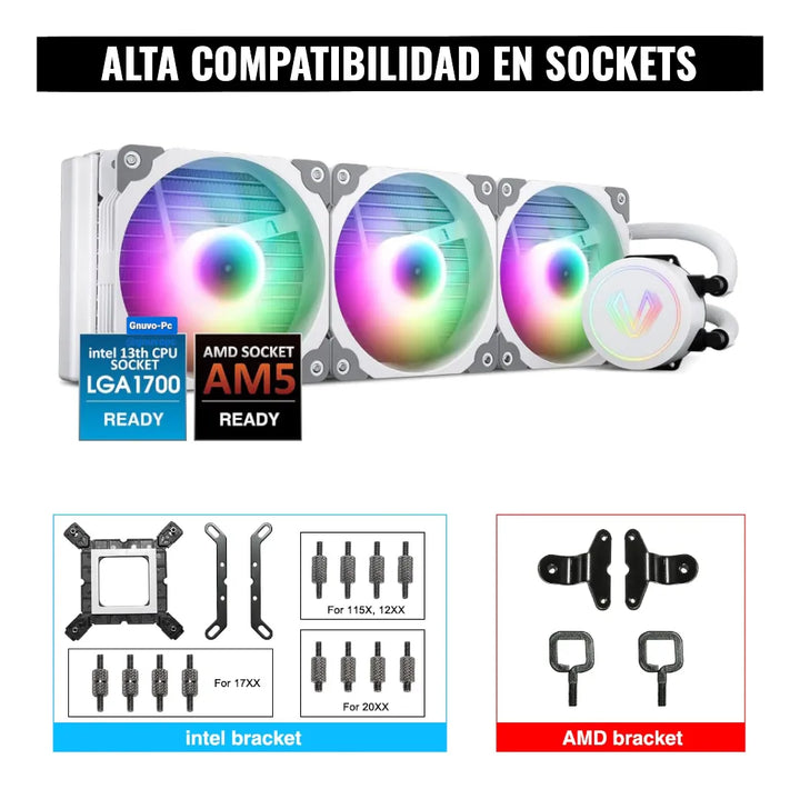 Enfriamiento Liquido Pc 360 Mm Argb Lga 1700 Am5 1200 Blanco