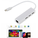 Adaptador De Usb Tipo C A A Rj45 Base 100+ 3 Puertos Usb 2.0