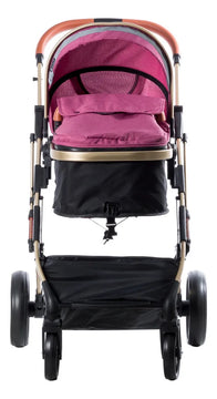 Coche Bebé Moises Plegable Ebaby Color Rosado Chasis Dorado