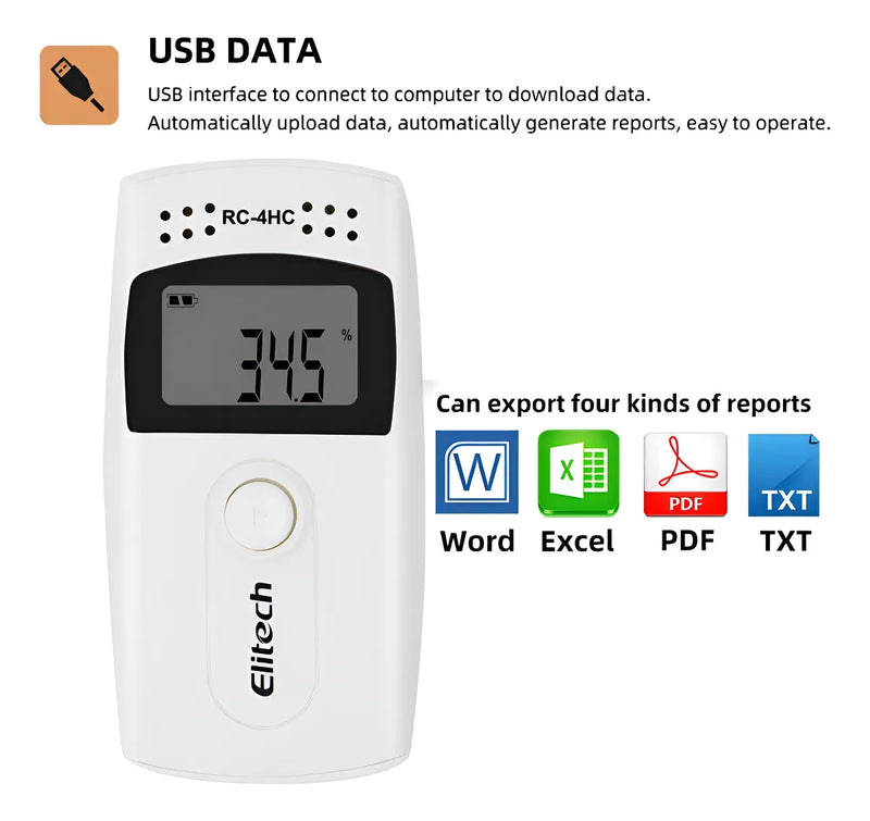 Data Logger Elitech Rc-4hc Temperatura Humedad Digital