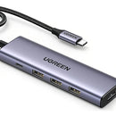 Hub USB-C Docking Station 5 en 1 HDMI 2.0 4K@30Hz 3 USB-A 3.0 5Gbps USB-C PD Ugreen Carga 100W Potente Disipación de Calor Chip de Ultima Generación Cable de Nylon Trenzado de 25 cm