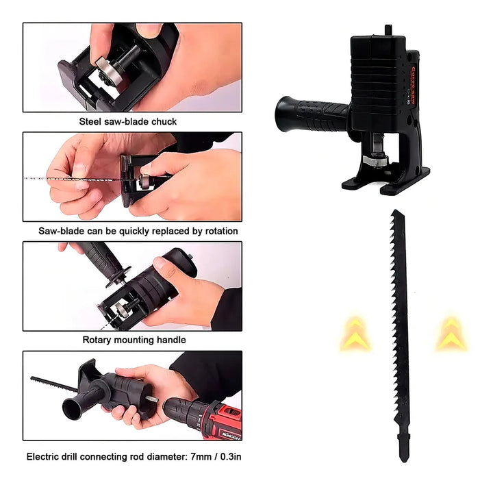 Convertidor De Taladro A Sierra Caladora + 13 Cuchillas