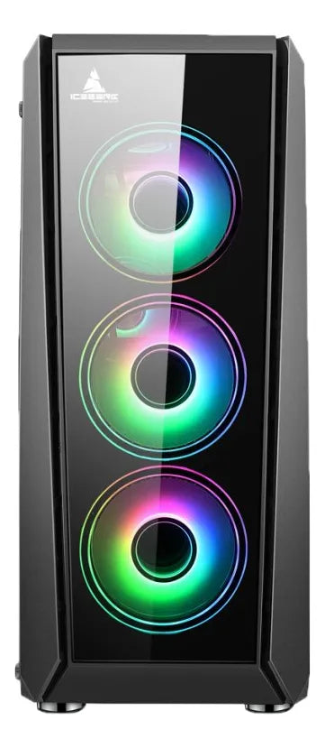 Chasis Caja Atx Gamer Iceberg Crystal G11 + 4 Fans Argb Negro