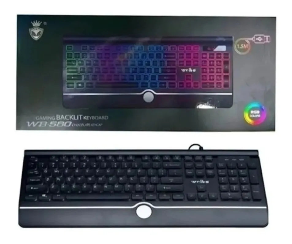 Teclado Weibo QWERTY color negro con luz RGB