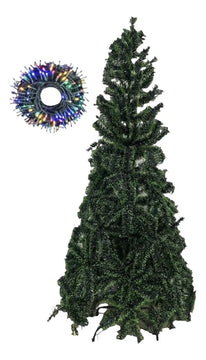 Arbol De Navidad Tipo Eco Punta Verde 210cm Incluye100luces. Verde Oscuro