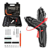 Destornillador Electrico Estuche 47 Accesorios Portatil Luz - Negro - 50-60 Hz