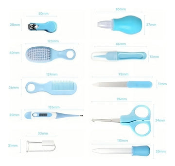 Kit de Higiene para Bebé Recién Nacido 10 Piezas Cepillo Peine Termómetro Color Azul