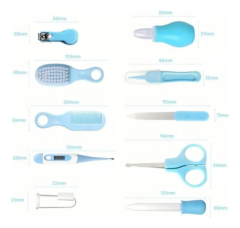 Kit de Higiene para Bebé Recién Nacido 10 Piezas Cepillo Peine Termómetro Color Azul