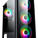 Caja Gabinete Iceberg Crystal G9 Atx X4 Ventiladores Rgb Negro