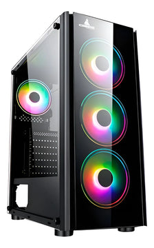 Caja Gabinete Iceberg Crystal G9 Atx X4 Ventiladores Rgb Negro