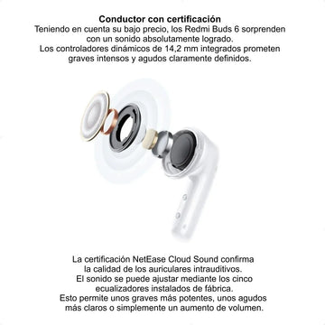 Xiaomi Redmi Buds 6 Active, Auriculares Bt Manos Libres, Wht Blanco