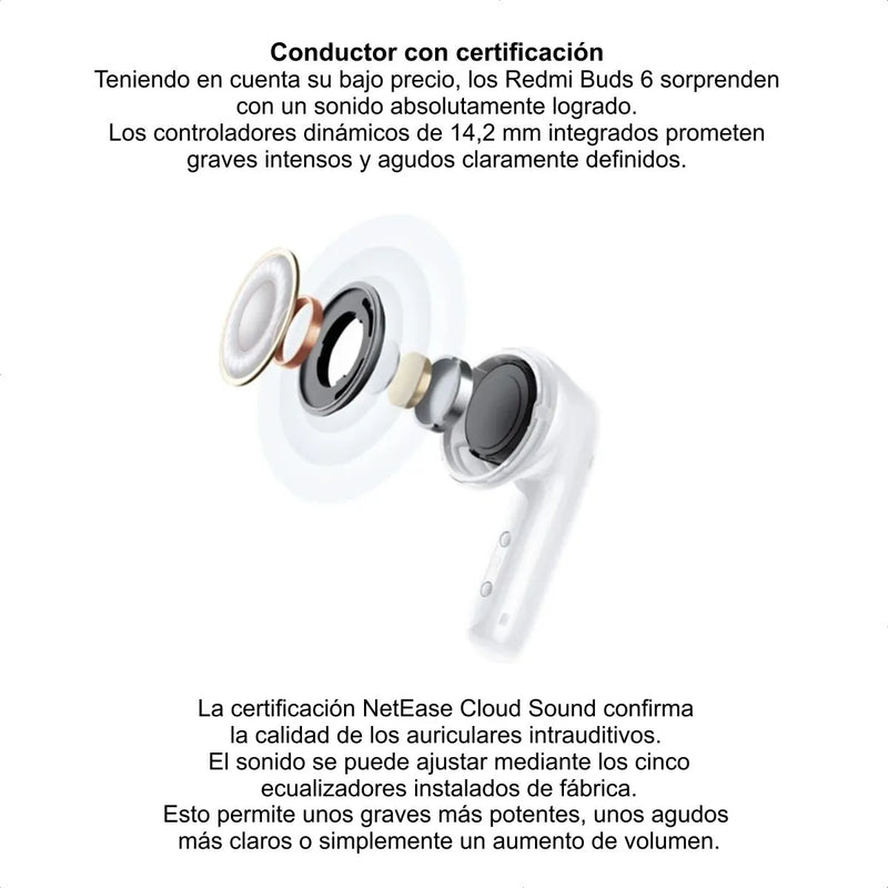 Xiaomi Redmi Buds 6 Active, Auriculares Bt Manos Libres, Wht Blanco