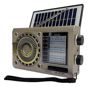 Radio Portátil 3 Bandas Retro Parlante Linterna Carga Solar Diseño