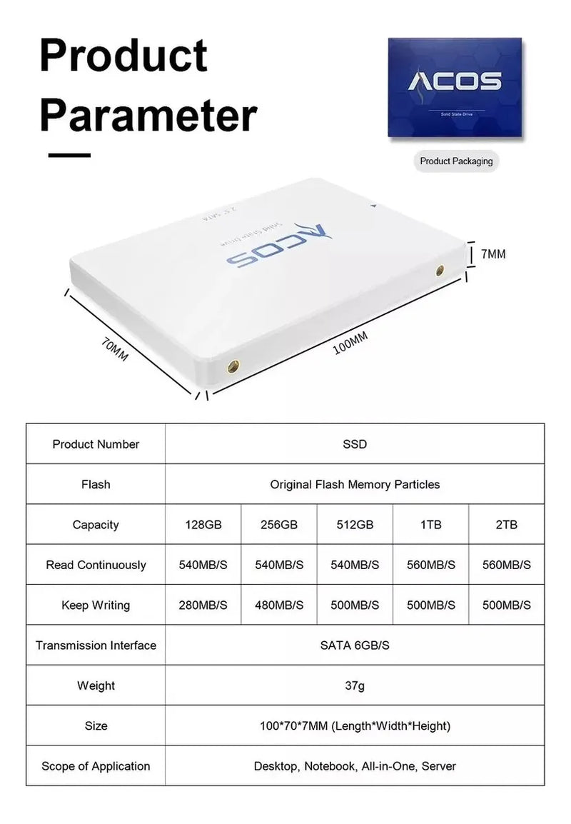 Unidad De Estado Sólido (ssd) Sata Ill 2.5 512gb Acos 560mb Blanco