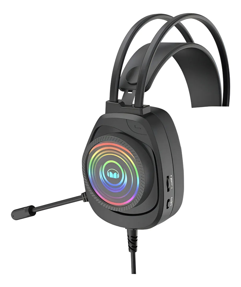 Audifonos Monster Gamer Diadema Auriculares Rgb N5-3.5 Color Negro