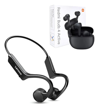 Audifonos Conducción Ósea Lenovo X4 + Xioami Redmi 4 Active Negro