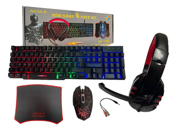 Combo Gamer 4-en-1 Aoas : Teclado, Mouse, Pad, Diadema