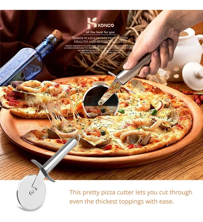 Cortador Pizza Cocina Metalico Rodillo Cuchillo Corta Pastel